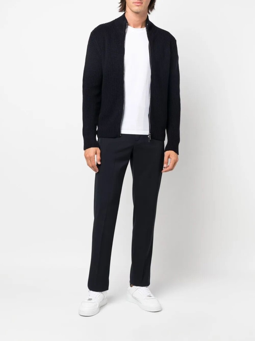Drumohr Cardigan With Pockets And Zip In Blue