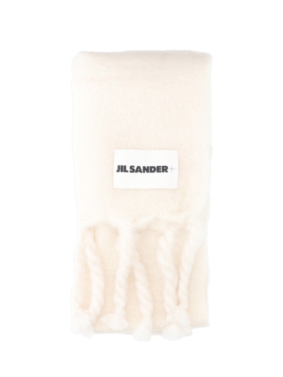 Jil Sander Minimalist White Scarf With Twisted Fringe