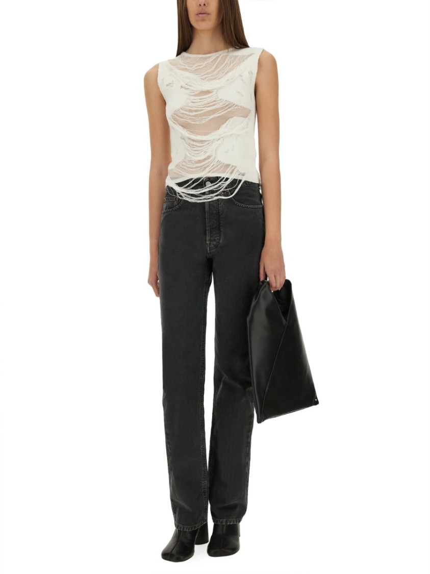Mm6 Maison Margiela Mm6 By Maison Margiela Layered Distressed Fabric Sleeveless Top In White