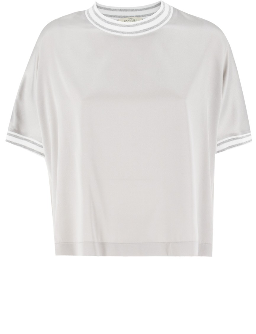 Panicale Silk Sweater With Contrast Edges In Neutrals