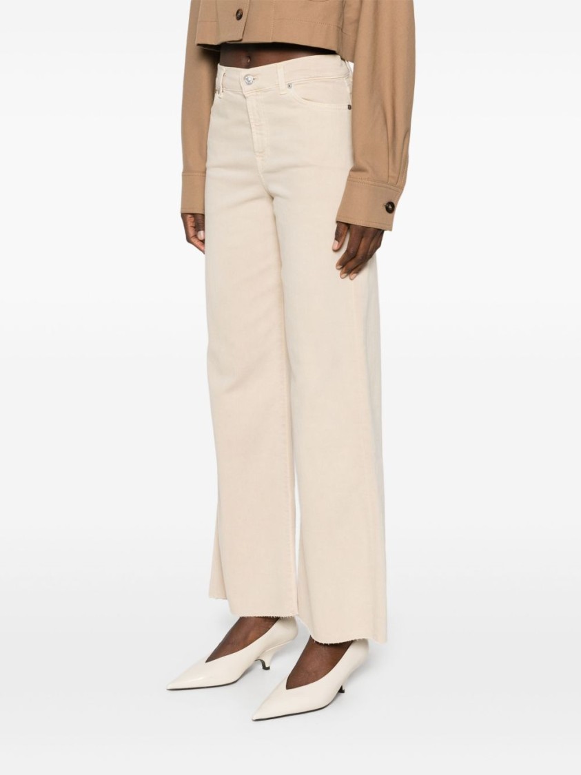 7 For All Mankind Wide-leg Jeans With High Waist In Neutral