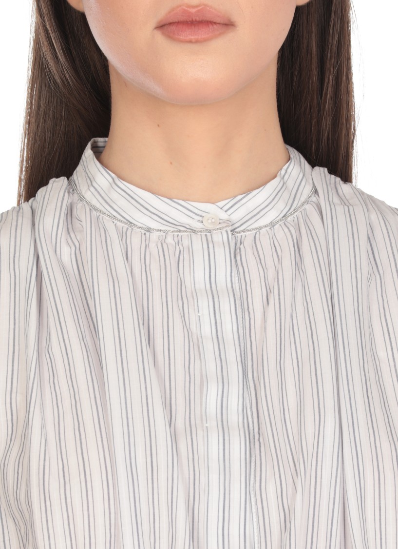Peserico Striped Sleeveless Shirt In White