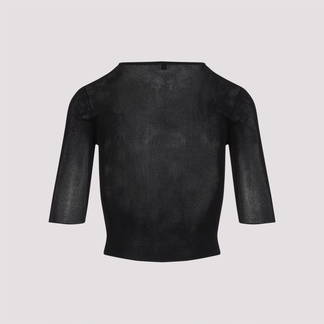 Saint Laurent Cassandre Cropped Knit Top In Black