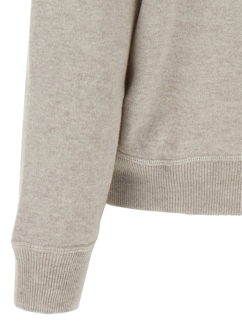 Brunello Cucinelli Cashmere Hoodie With Zip Closure In Multi
