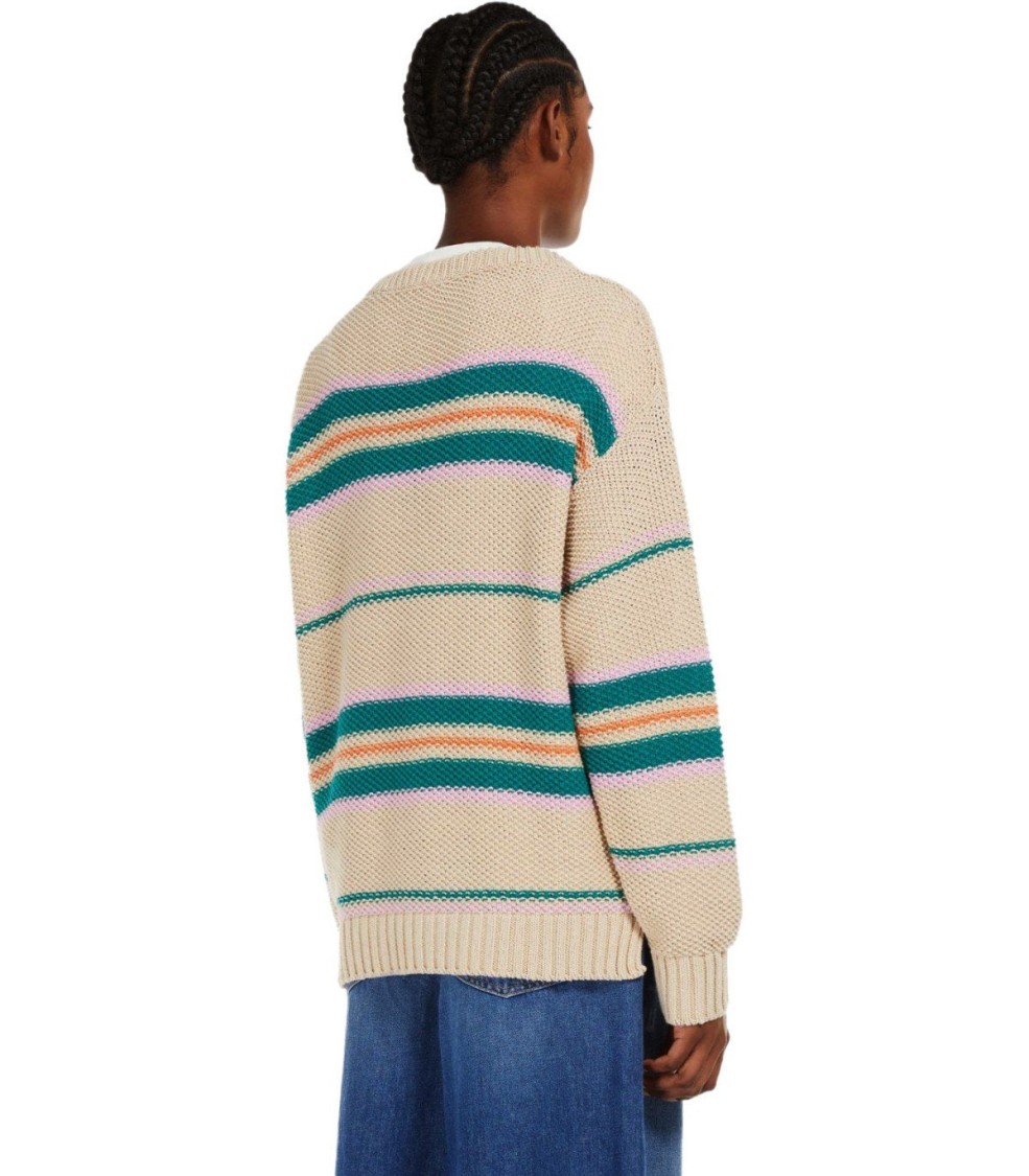 Max Mara Angus Beige Crewneck Sweater With Embroidery In Neutral