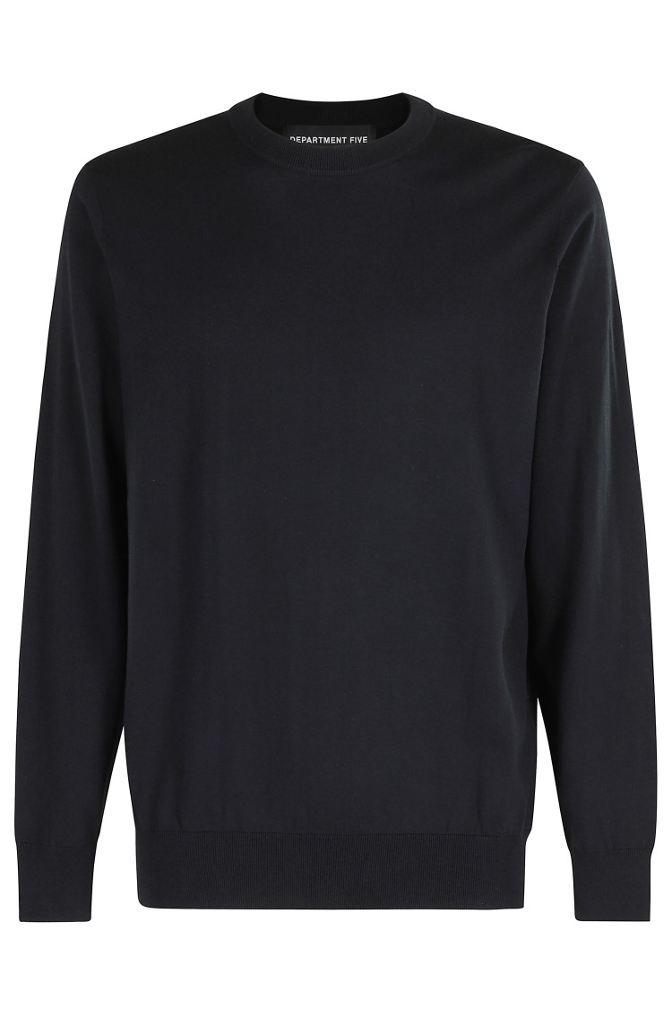 Department Five Cotton Silk Blend Crew Neck Sweater In Black