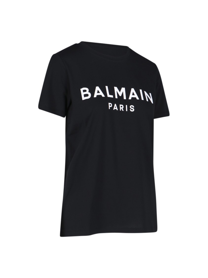 Shop Balmain Logo Button T-shirt – Black