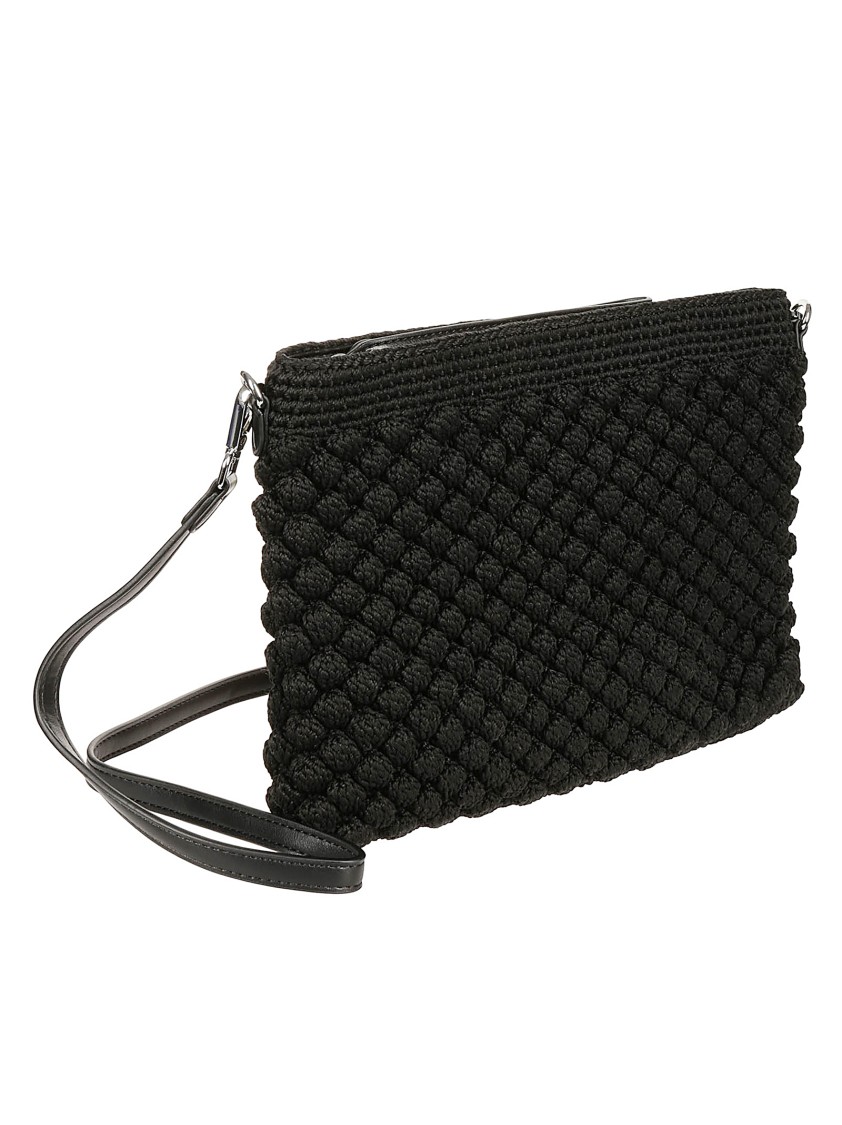 Gianni Chiarini Clutch Bag With Textured Bubble Fabric In Black