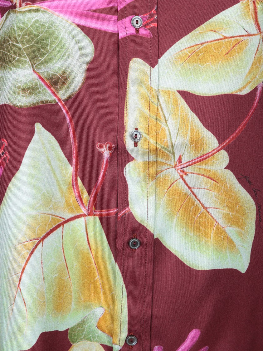 Shop Pierre-louis Mascia Bordeaux Floral Print Button-up Shirt In Burgundy