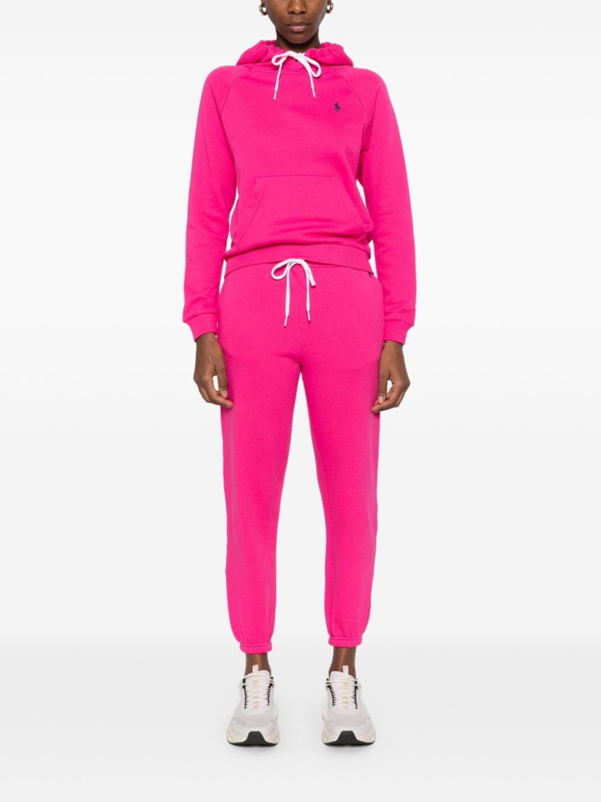 Shop Polo Ralph Lauren Pink Hooded Sweatshirt With Kangaroo Pocket