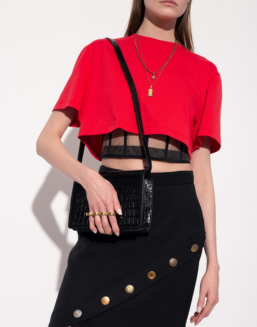 Alexander Mcqueen The Four Ring Crossbody Bag In Black