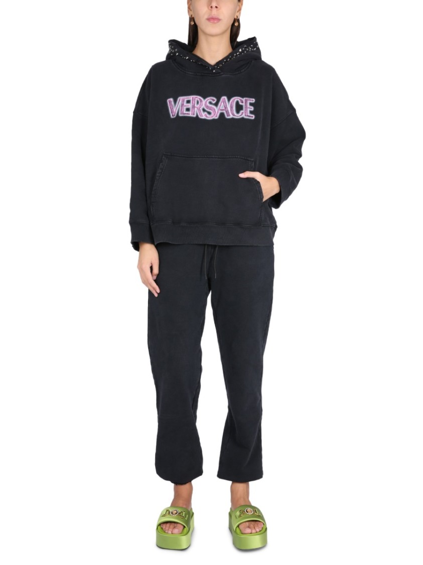 Versace Sweatshirt With Studs In Black