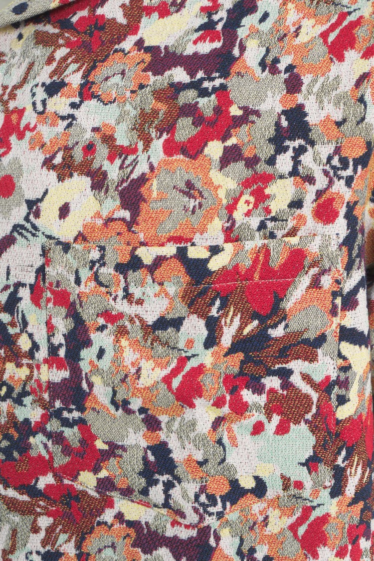 Shop Portuguese Floral Jacquard Shirt With Notched Lapels In Pink