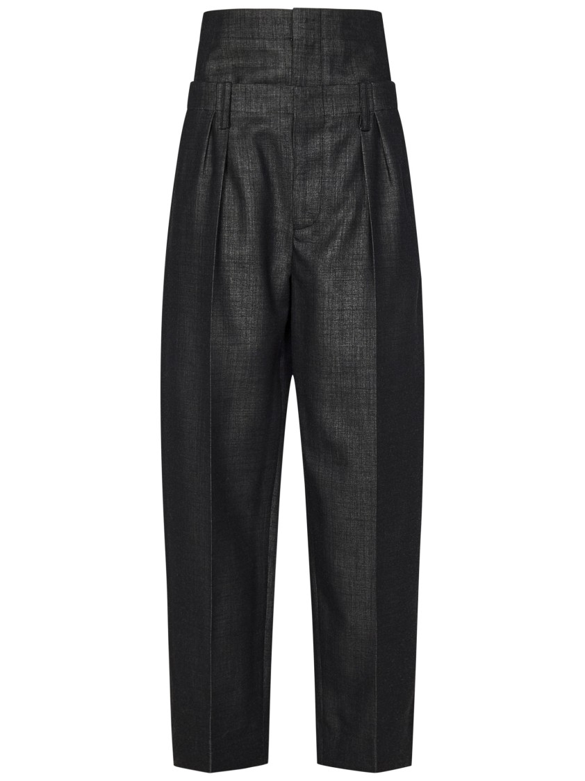 Victoria Beckham Double Waistband Pleated Wool Blend Pants