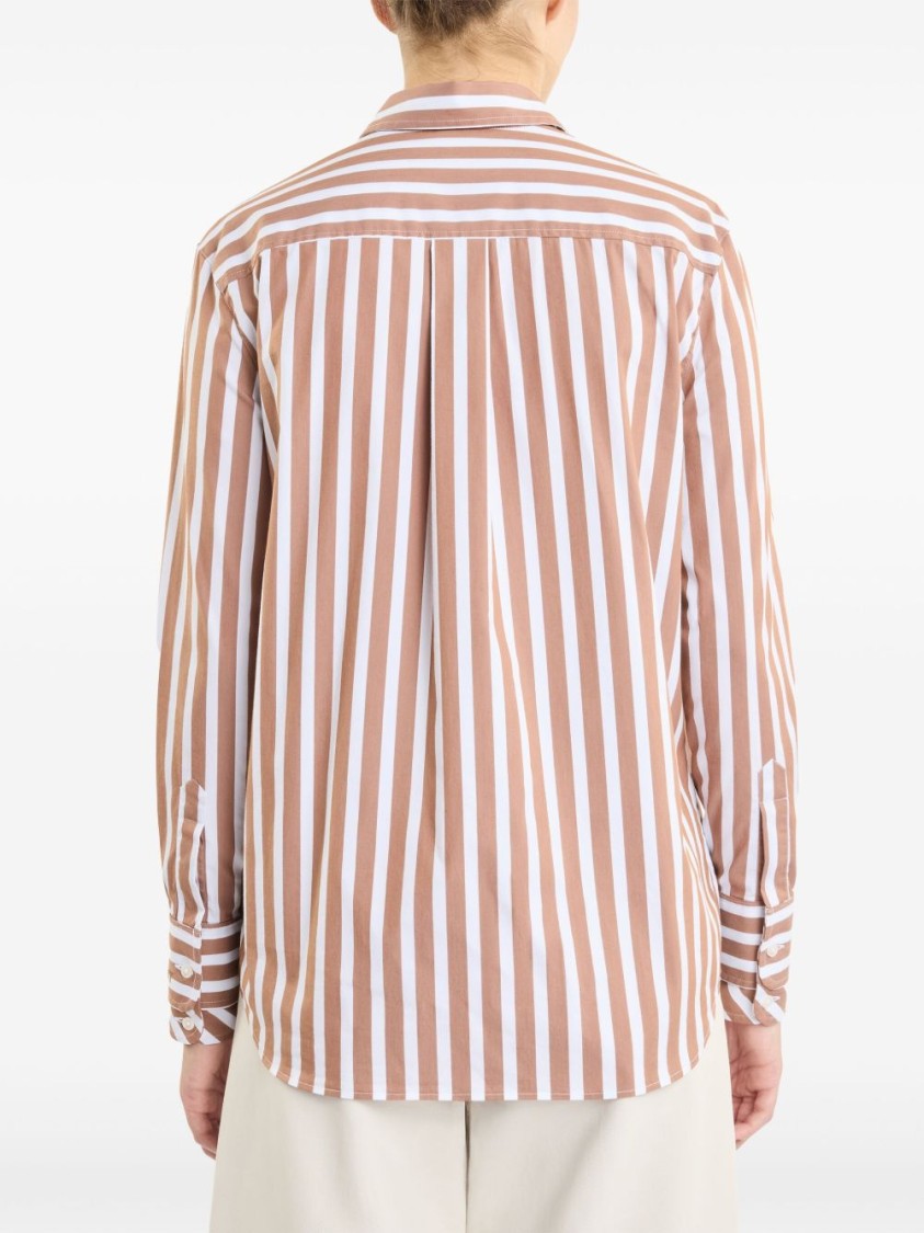 Fay Brown Striped Shirt With Button-down Front In Brown