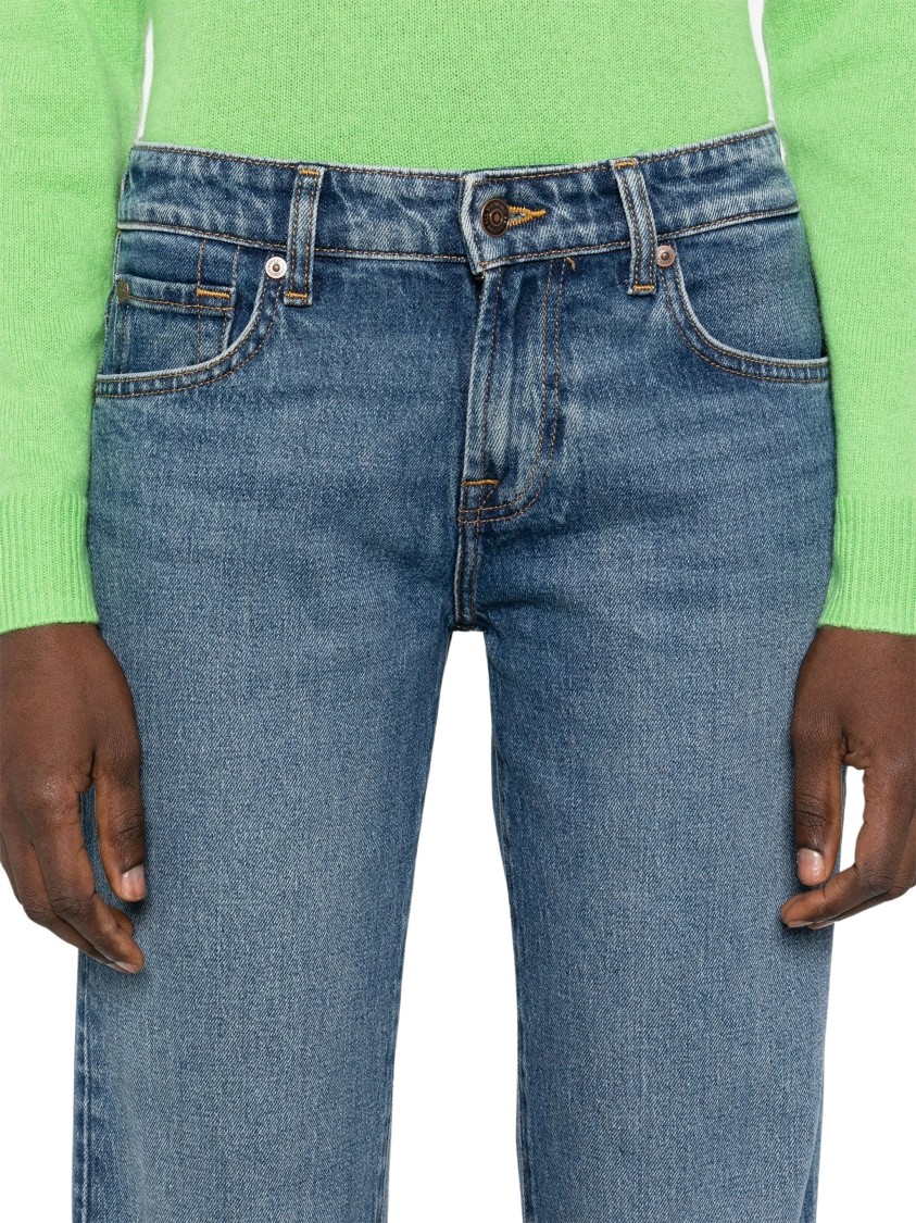 Shop 7 For All Mankind Light Wash Straight-leg Jeans With Classic Five-pocket Design