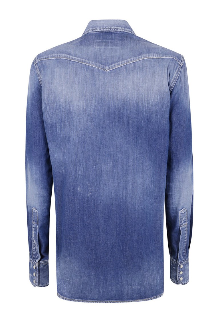 Dsquared2 Denim Shirt With Chest Pockets In Blue