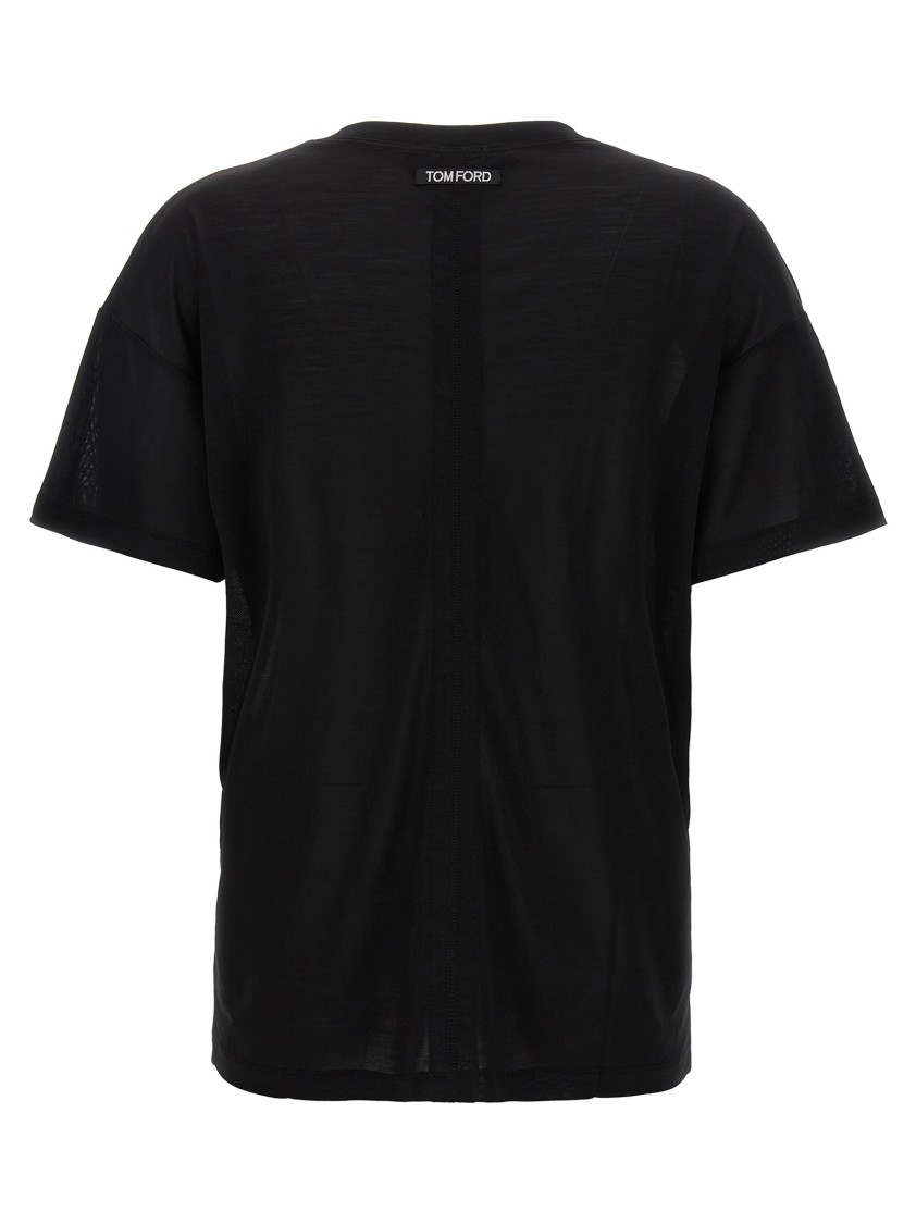 Tom Ford Silk T-shirt With Bold Logo Print In Black