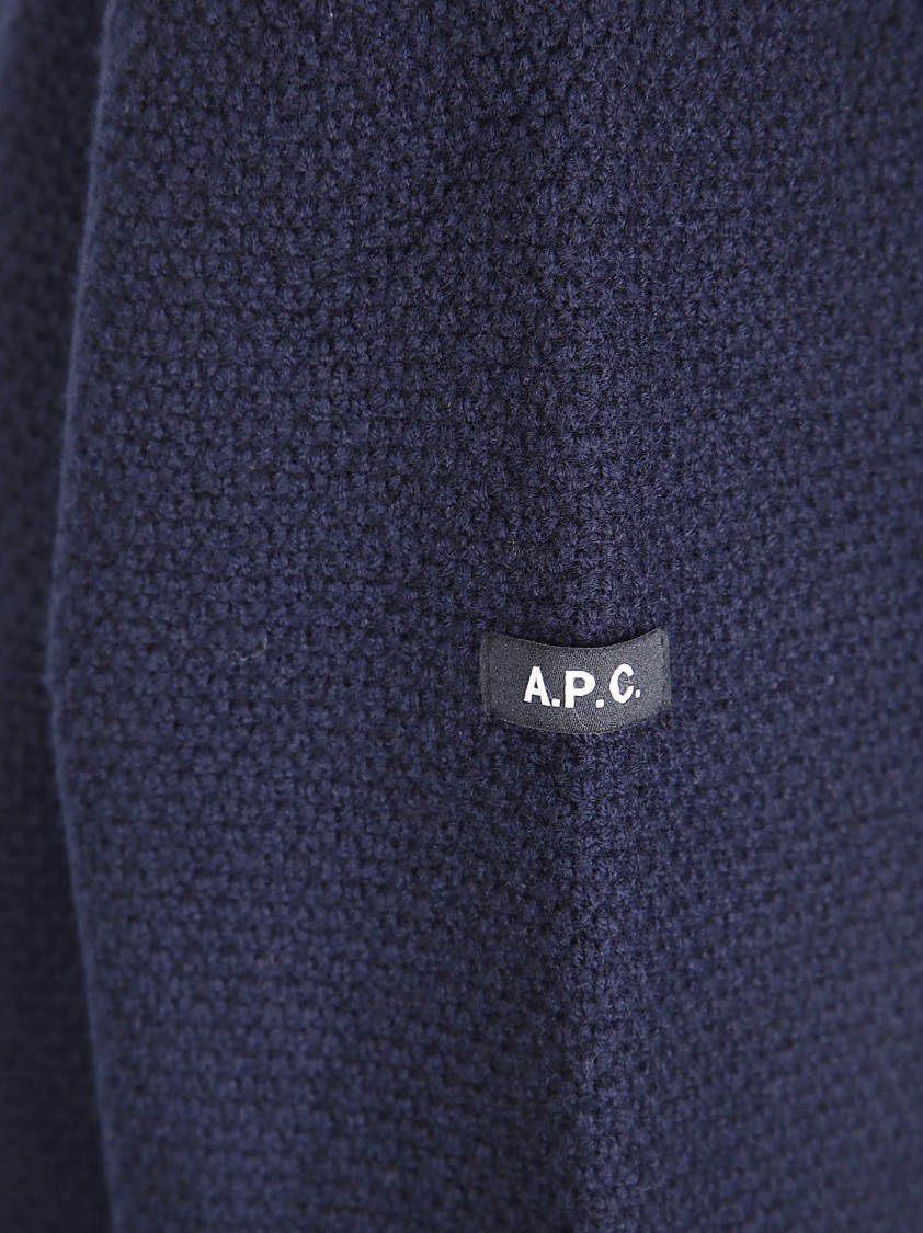 Apc Textured Wool Crew-neck Sweater In Blue