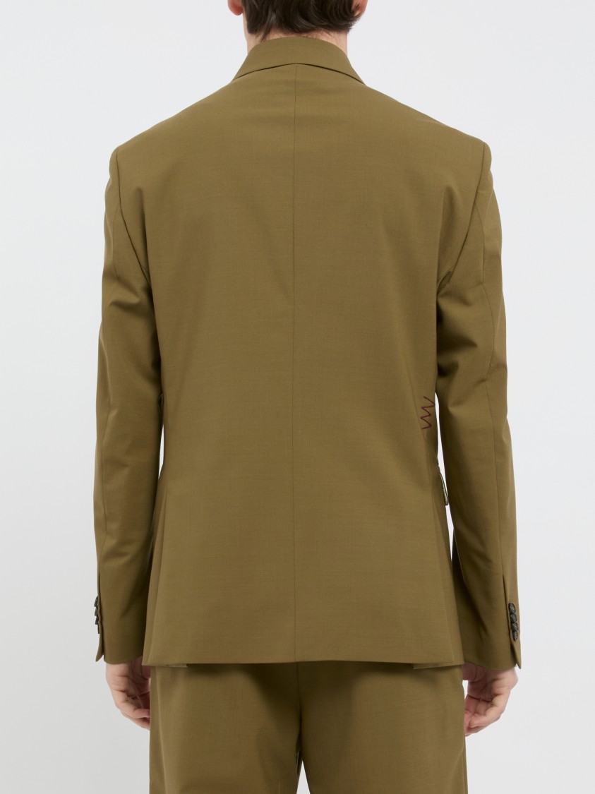Shop Amaranto Double-breasted Tailored  Green Jacket