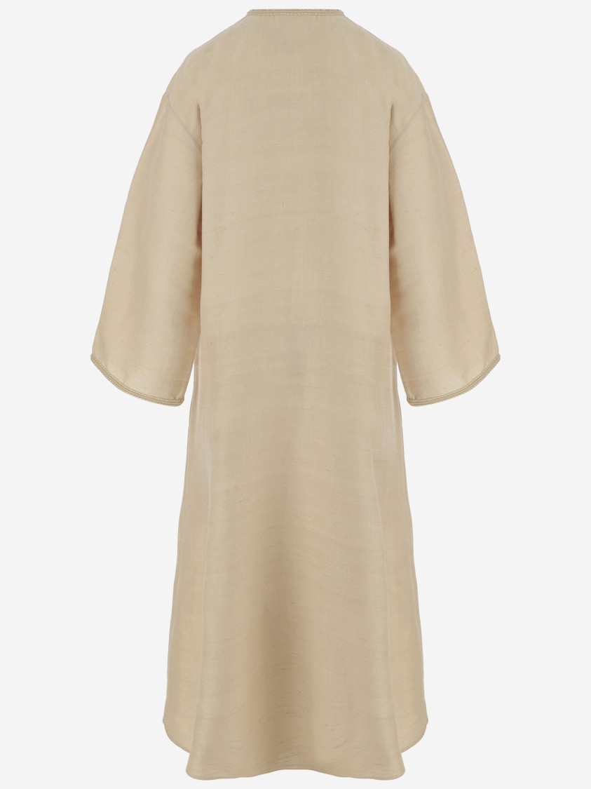 By Malene Birger Cicelia Rosette-detailed Silk Maxi Dress In Neutrals