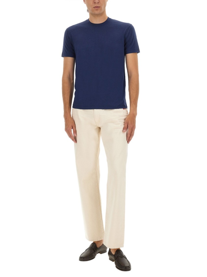 Tom Ford Regular Fit Blue T-shirt With Crew Necklinen In Blue