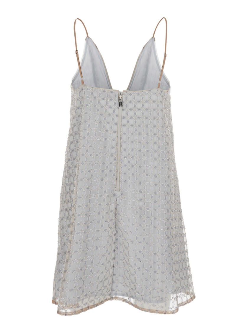 ROTATE BIRGER CHRISTENSEN ROTATE V NECK GREY MINI DRESS