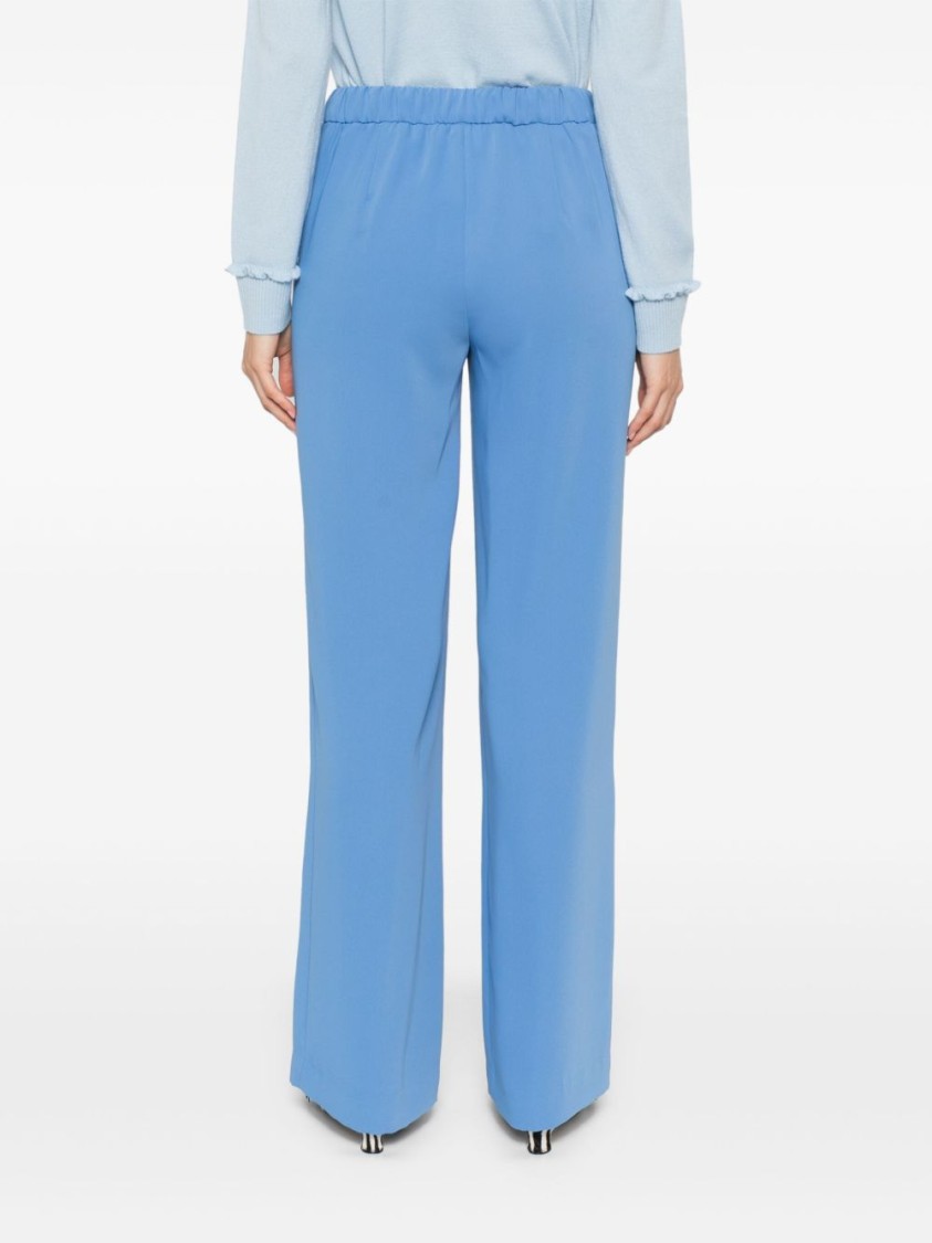 P.a.r.o.s.h High-rise Wide-leg Trousers Elasticated Waist In Blue