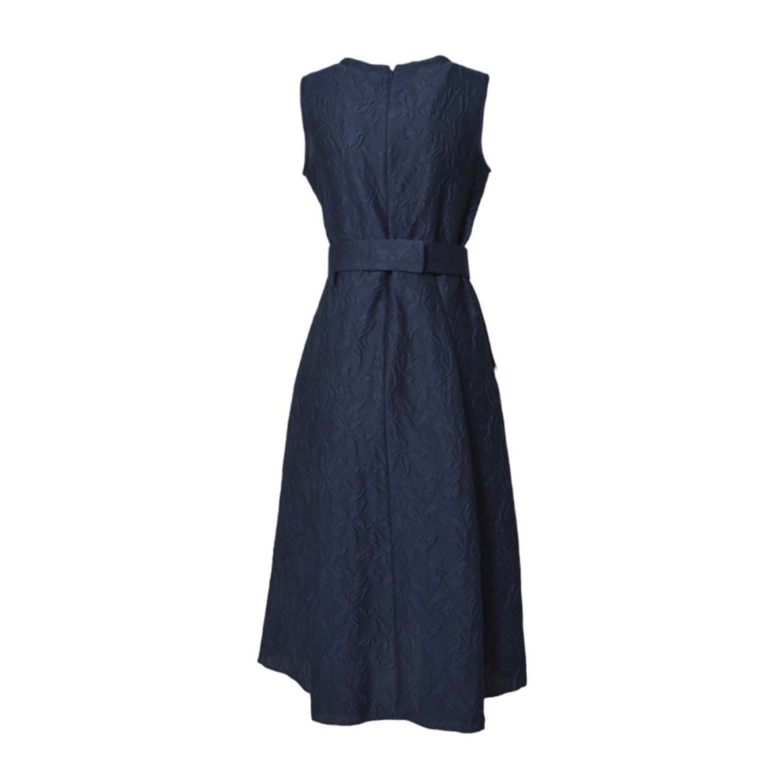 Max Mara Floral Pattern Midi Dress With Matching Belt In Blue