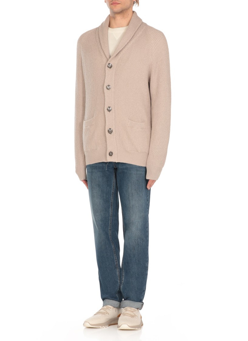 Brunello Cucinelli Beige Cotton Knitted Cardigan In Neutrals