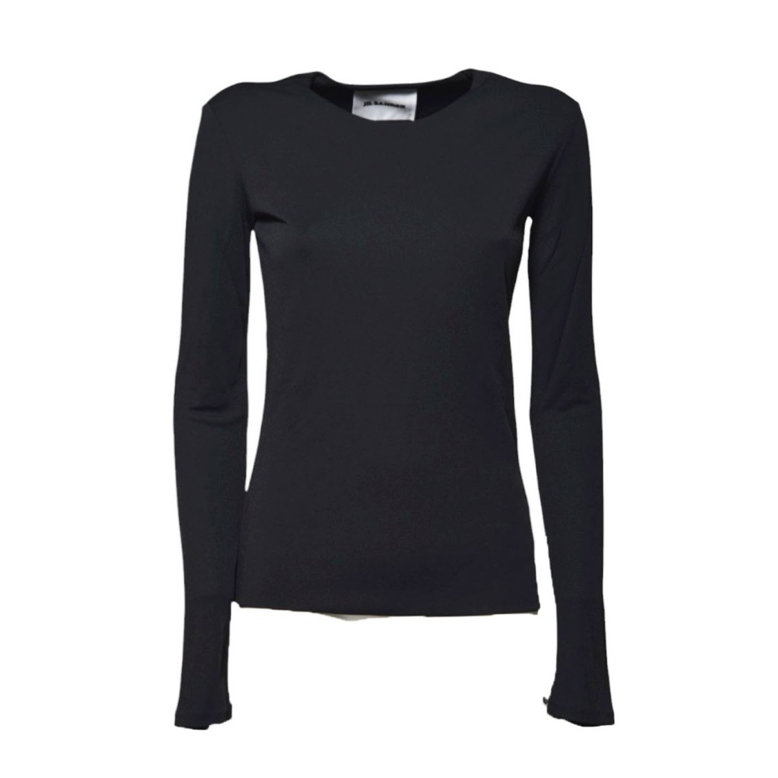 Jil Sander Black Fluid Viscose Long Sleeve T-shirt In Black
