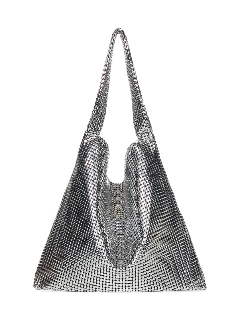 Rabanne Silver Aluminum Mesh Pixel Tote Bag In Silver