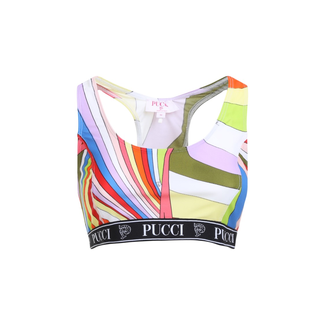 Pucci Multicolor Racerback Top With Signature Pattern In White