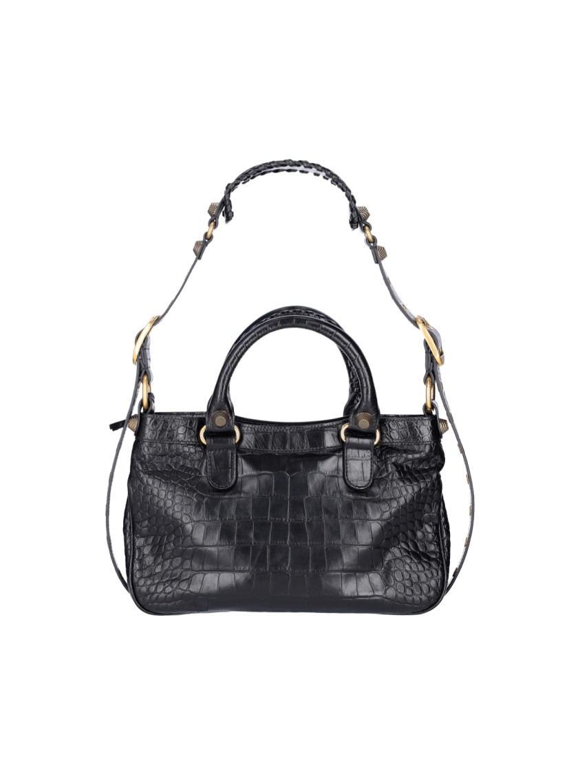 Balenciaga Green Leather Shoulder Handbag With Magnetic Closure And Metal Details