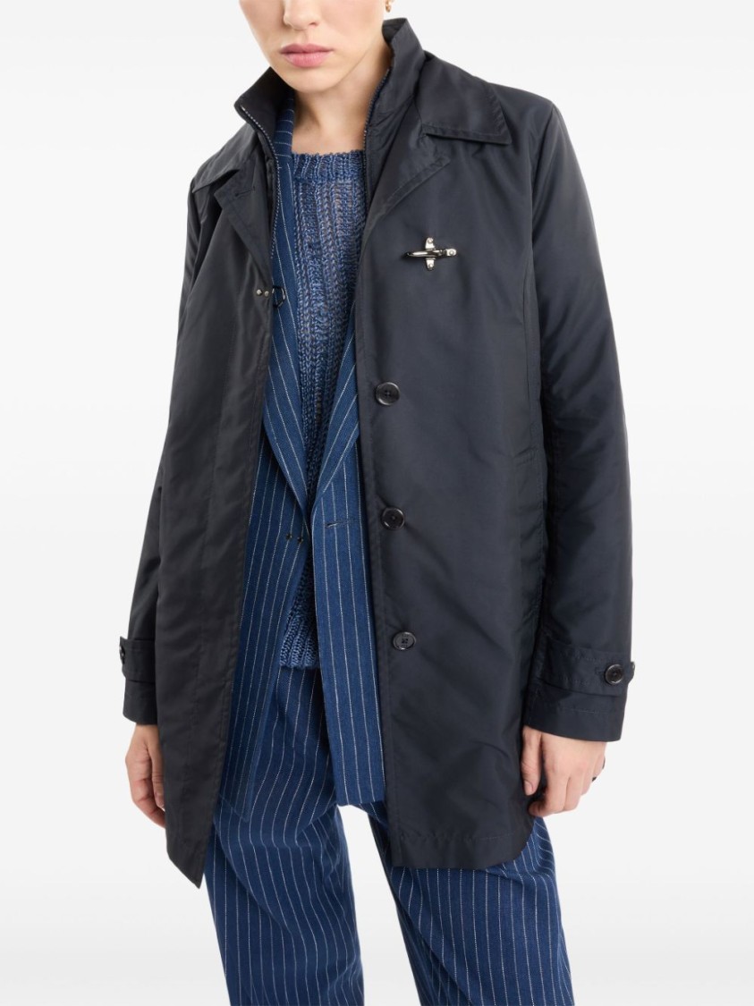 Fay Blue Jacket With Classic Collar And Tailored Fit In Blue