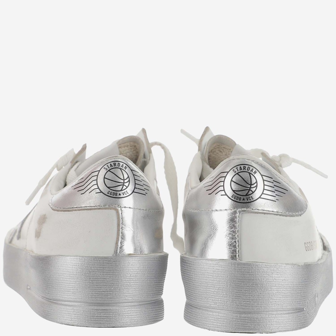 Golden Goose Stardan Sneakers With Silver Metallic Leather Star And Heel Tab In White