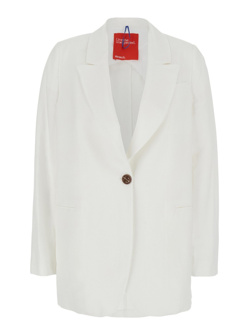 Merci White Jacket With Classic Lapels