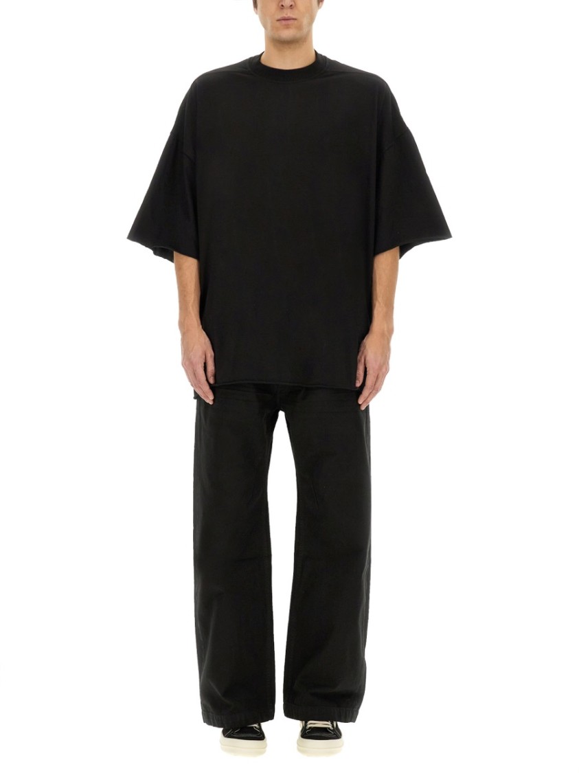 Rick Owens Drkshdw Drkshdw By Rick Owens Oversized Cotton T-shirt With Geometric Design And Relaxed Fit In Black