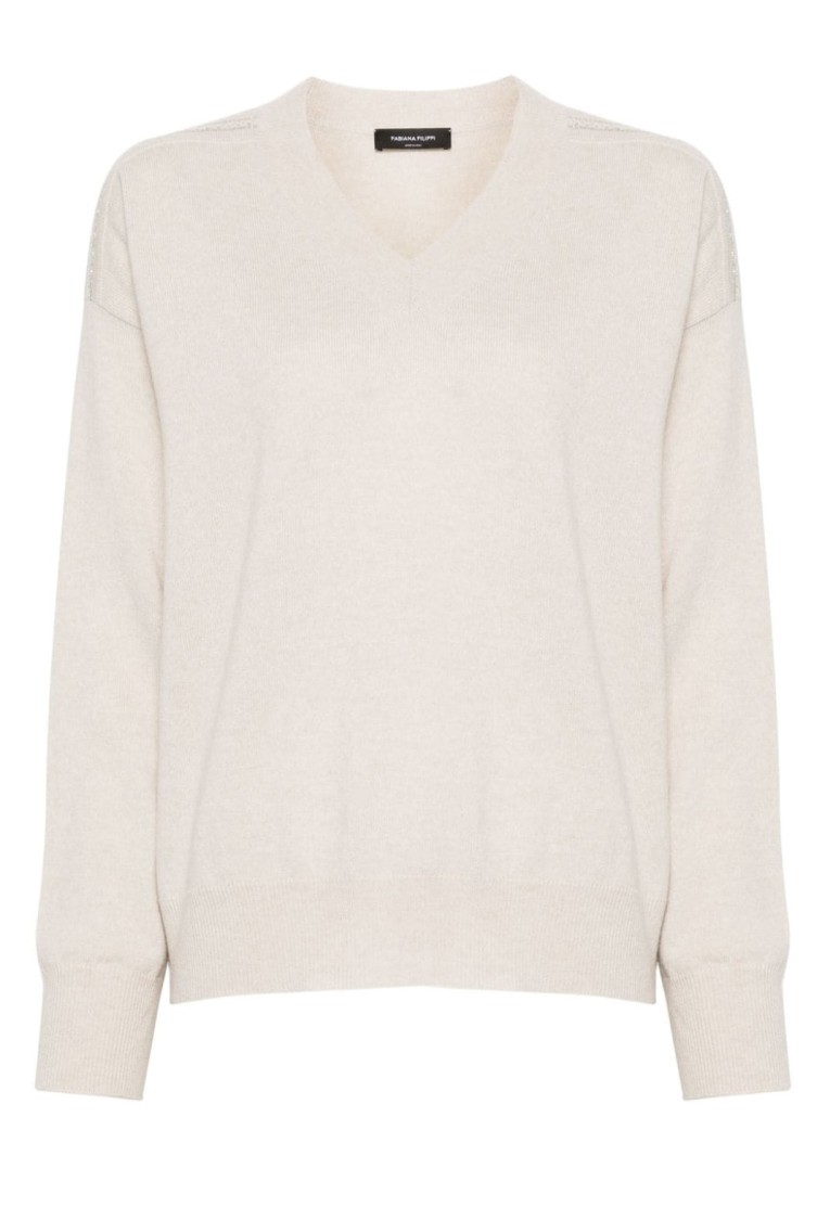 Fabiana Filippi Relaxed Fit V-neck Sweater In Neutral