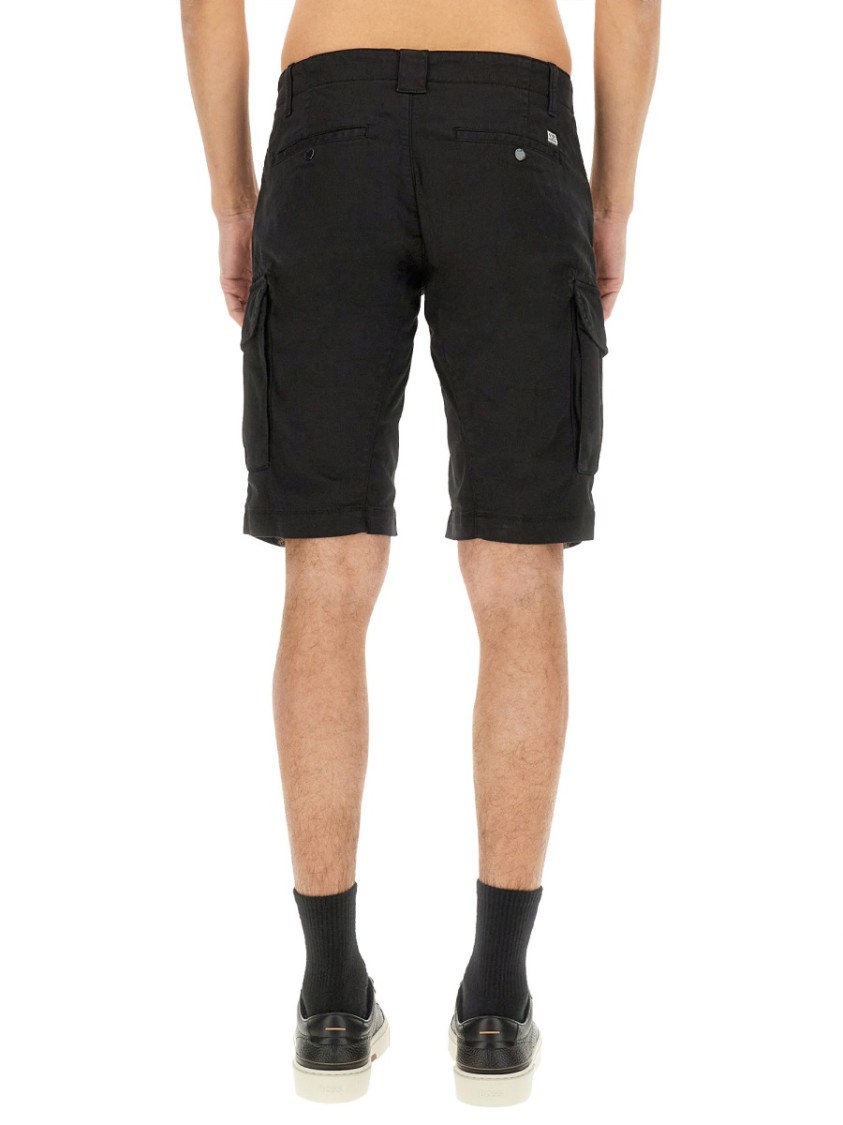 Shop C.p. Company Knee-length Cargo Shorts In Black