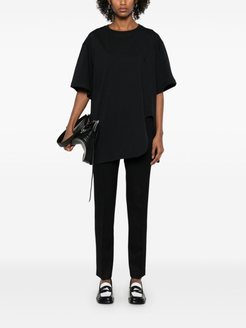 Attico Tailored Black Pants With Subtle Pleats In Black