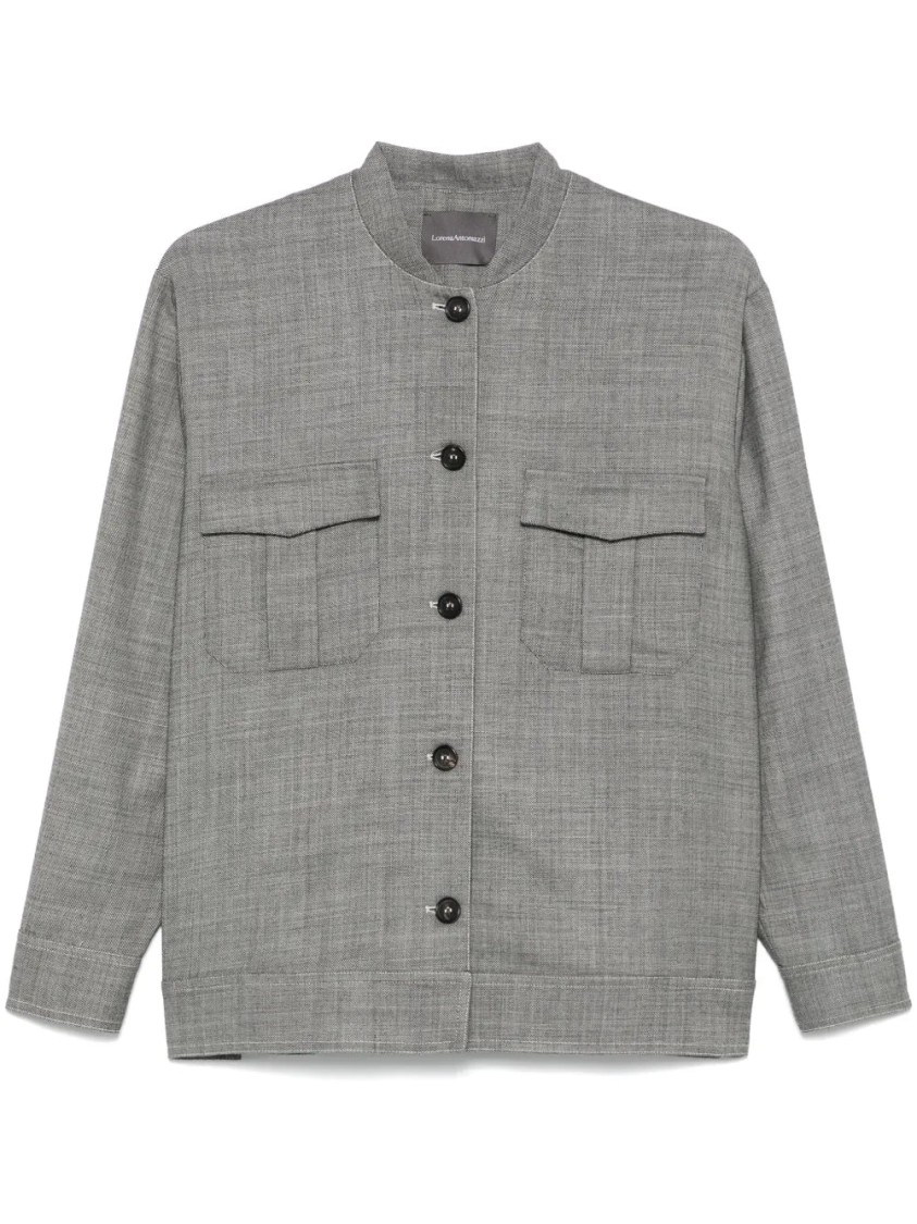Lorena Antoniazzi Band-collar Jacket In Grey