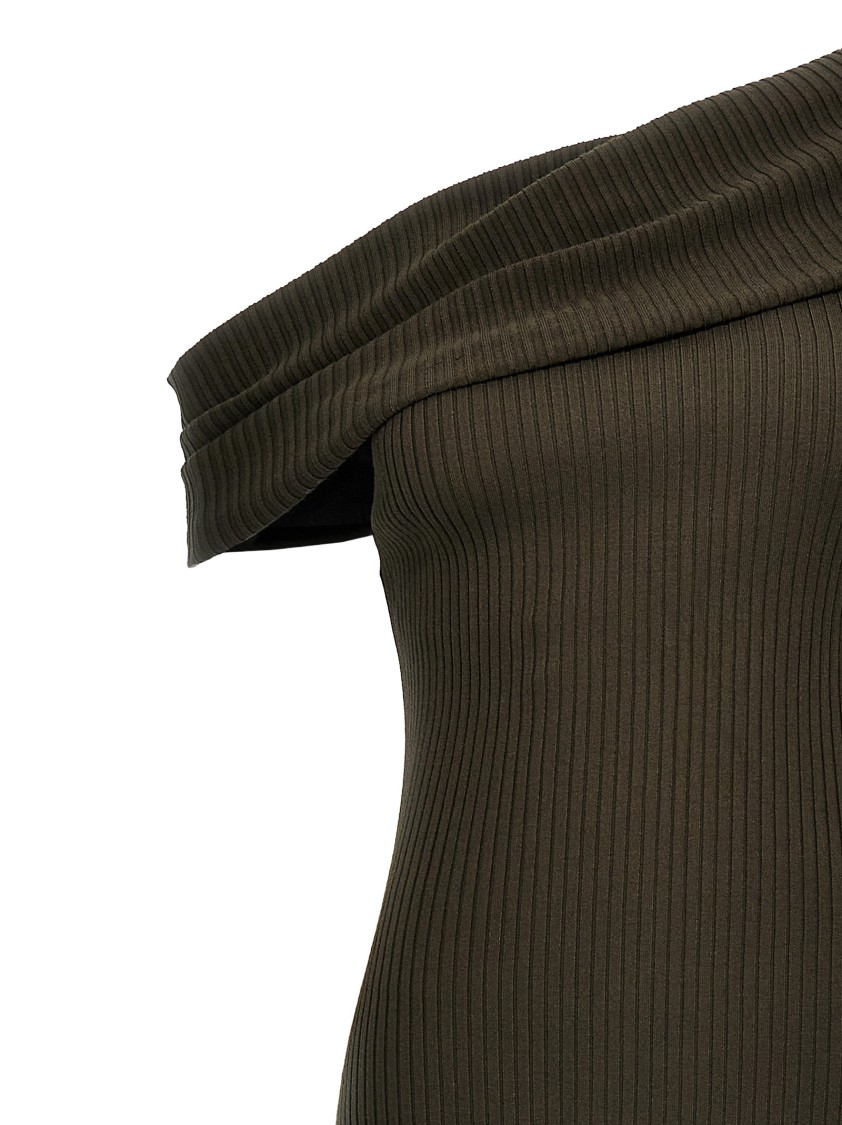 Courrèges Twist Rib Knit Long Dresses In Black
