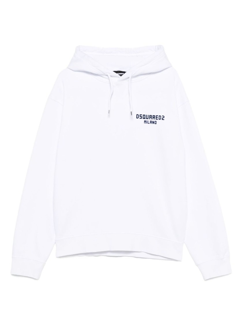Dsquared2 Cotton White Hoodie With Subtle Logo Detail In White