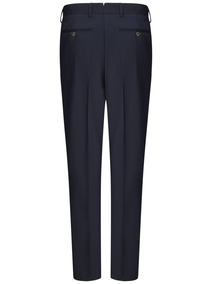 Boglioli Tailored Blue Trousers With Double Pleats And Toggles