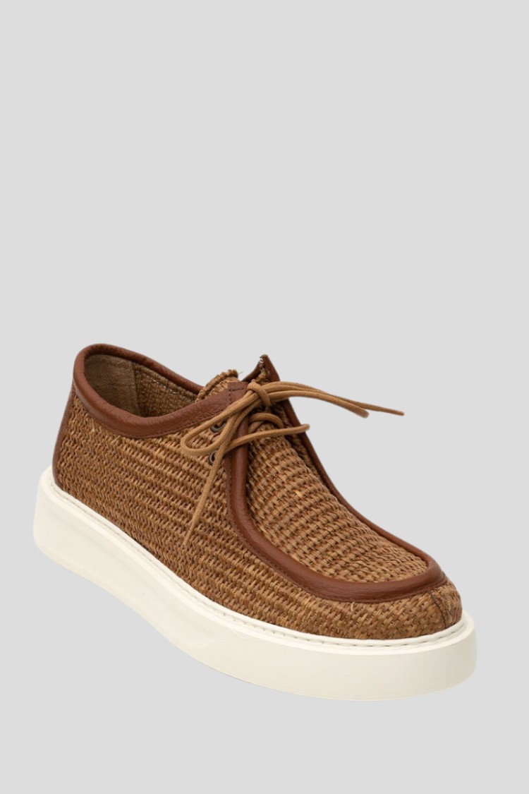 Philippe Lang Raffia Lace-up Sneakers