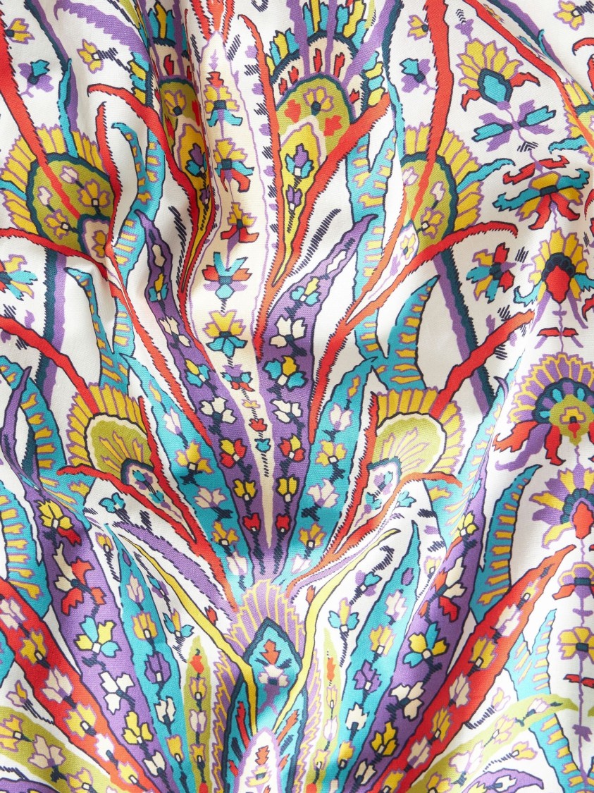 Etro Floral Embroidered Midi Dress With Square Neckline In Multi