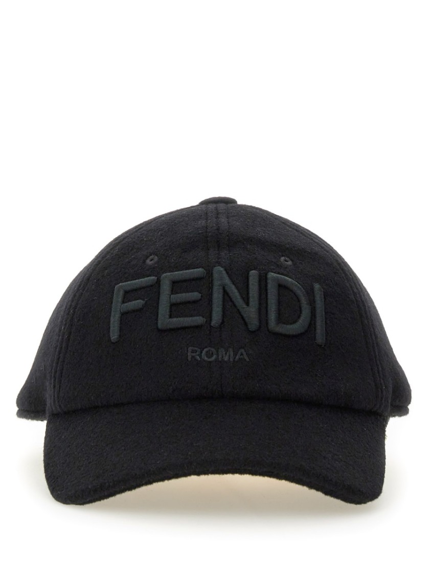 Fendi Classic Black Wool Baseball Hat