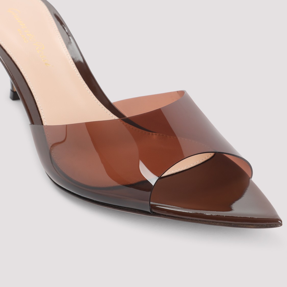 Gianvito Rossi Womens Brown Elle Leather And Pvc Heeled Mules
