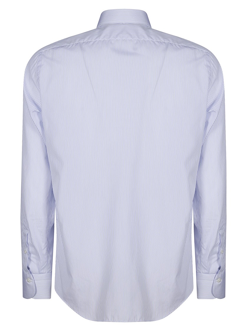 Finamore 1925 Finamore Tailored White Cotton Shirt With Classic Button-down Collar In Gray